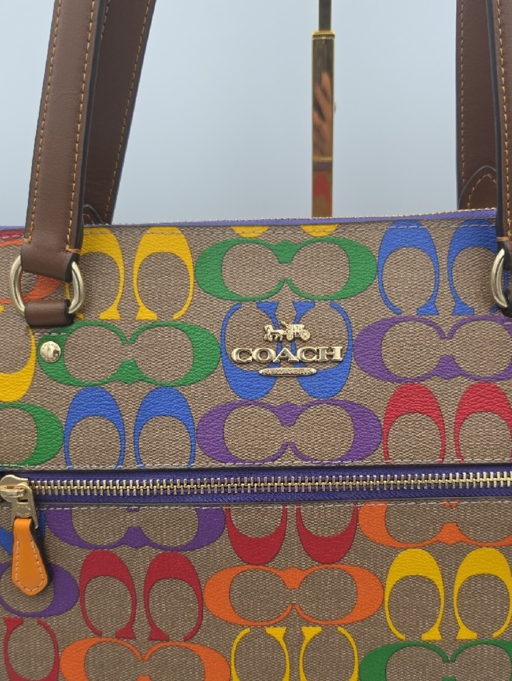 Coach Pride Brown Rainbow Signature Mono Large Limited Edition Tote (EUC)✨️🌈✨️ - Picture 3 of 13